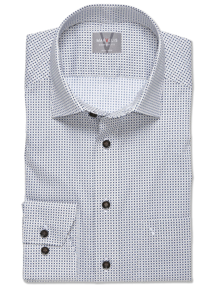 Marvelis Herren Businesshemd Langarm 703014,Rotationsdruck,Comfort fit,New Kent 42 Natur 22, 42 Natu