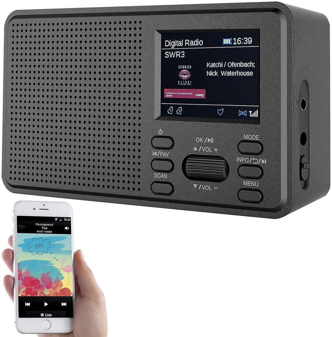 VR-Radio Digital Radio: Mobiles Digitalradio mit DAB+ und UKW, LCD-Farbdisplay, Wecker, 8 Watt (Mobi