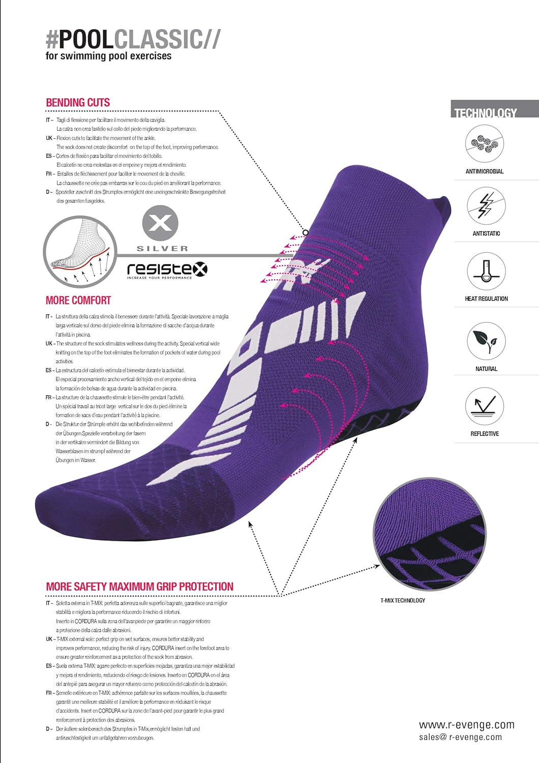 R-EVENGE Technische Socke Pool Classic Aktivitäten im Schwimmbad und auf nassen Oberflächen, rutschf