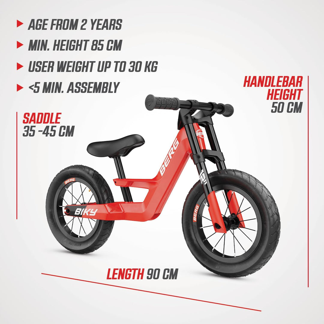 BERG Biky City Laufrad, 12'' Kinderfahrrad, 2-5 Jahre Red, Red