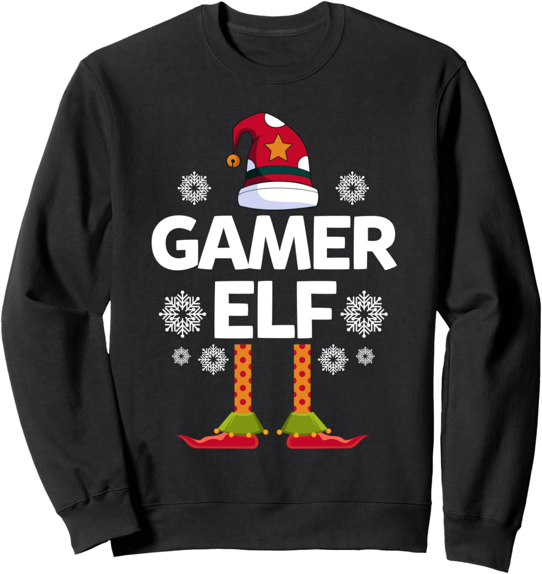Gamer Elf Elfen Familien Weihnachts Outfit Weihnachtself Sweatshirt