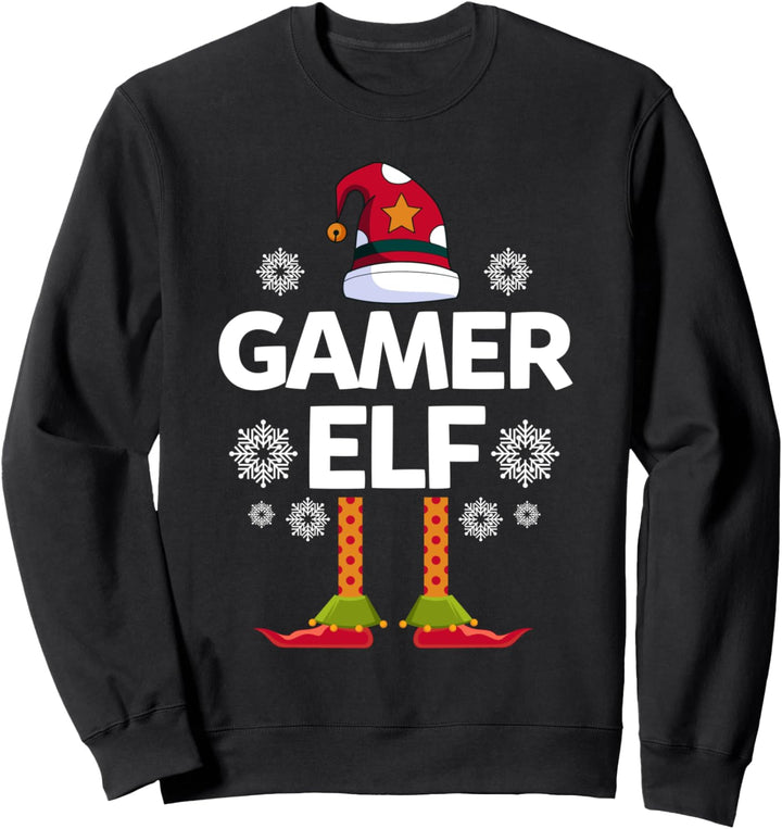 Gamer Elf Elfen Familien Weihnachts Outfit Weihnachtself Sweatshirt