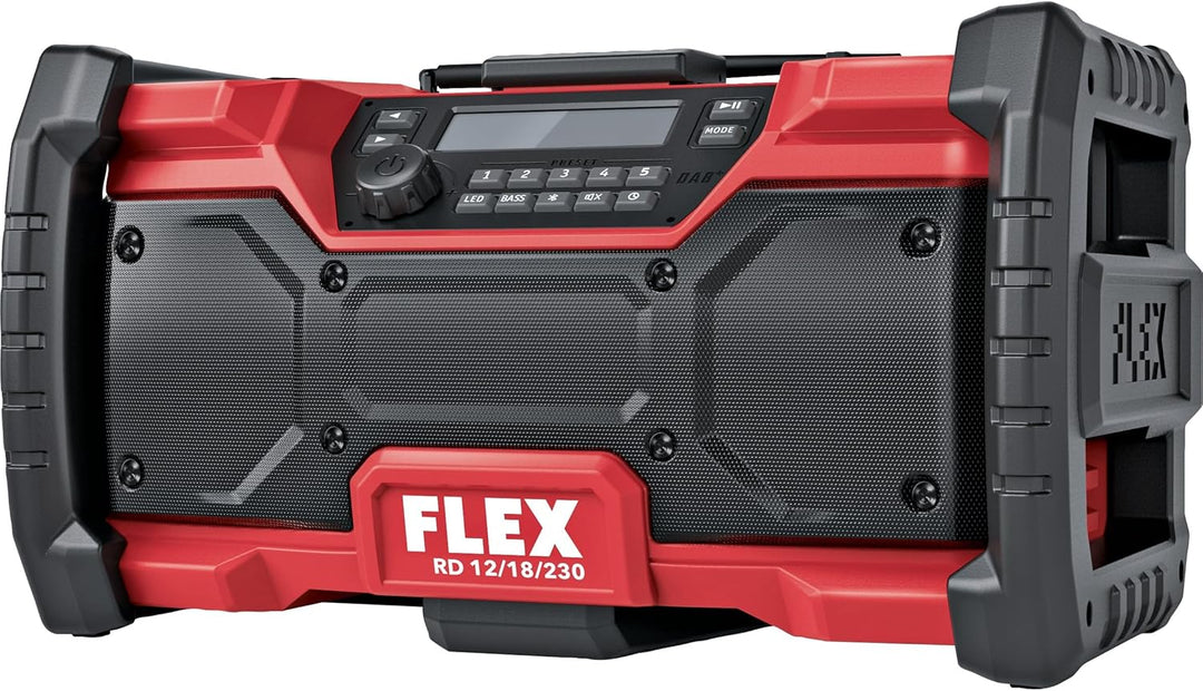 Flex Digitales Akku-Baustellenradio 12/18 V RD 12/18/230 (DAB+, mit 2x10 Watt Bass-Boost Lautspreche