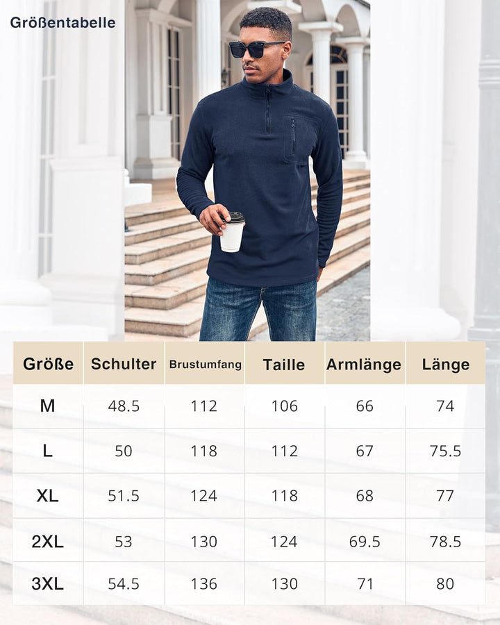 Beotyshow Herren Quarter Zip Fleece Pullover Langarm Sweatshirt Outdoor Taktisch Weich Warm Polar Fl