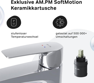 AM.PM GEM FGA92200 Wassersparende Waschtischarmatur Hoch, kratzfester Wasserhahn für Badezimmer, mit