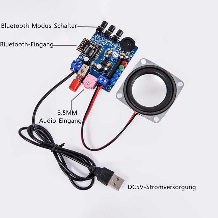 PZMYJB Bluetooth-Lautsprecher DIY Löt-Kit 3W MINI HT6872 Audio-Verstärker Musik Stereo mit Acryl-Sch