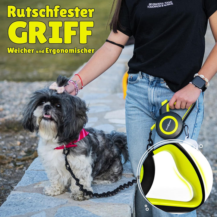 Rollleine Für Hunde bis 50 kg - Ausziehbar Hundeleine 5m, Reflektierendes Band, ergonomisches Design