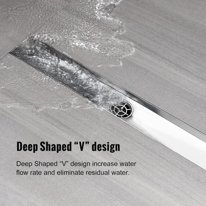 sunrik Duschrinne 70 cm, Befliesbar Duschrinne extra flach, Edelstahl Bodenablauf Komplettset mit 36