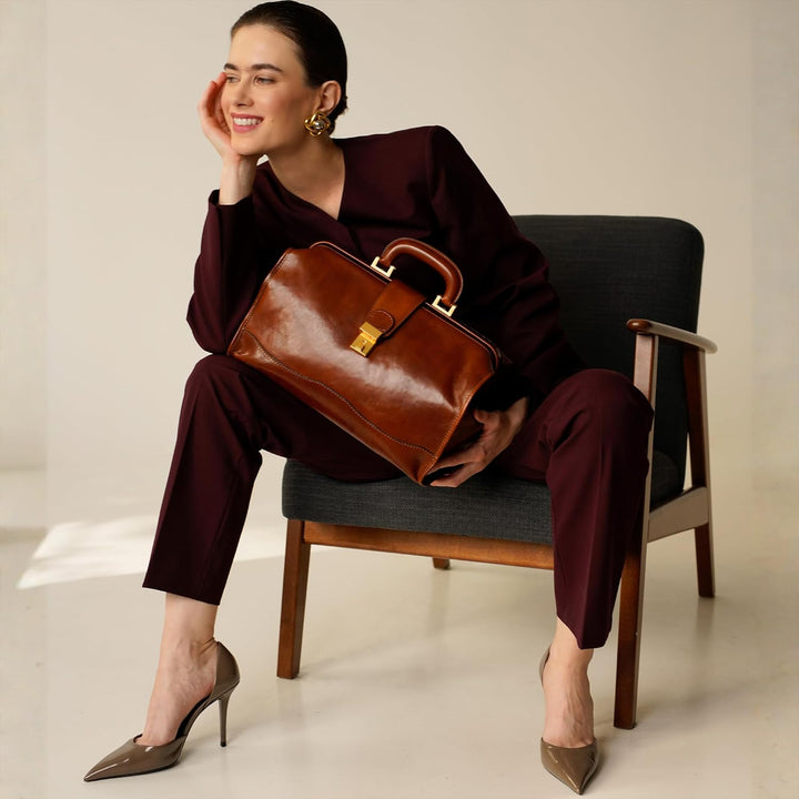 Time Resistance Leder Arzttasche - Arztkoffer - Doktortasche - Aus 100% Echtleder - Aktentasche für