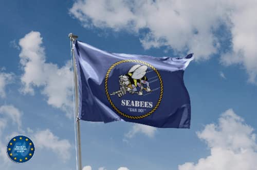 US-Flagge SeaBees, einzigartiger Designdruck, hergestellt in der EU, 90 x 150 cm