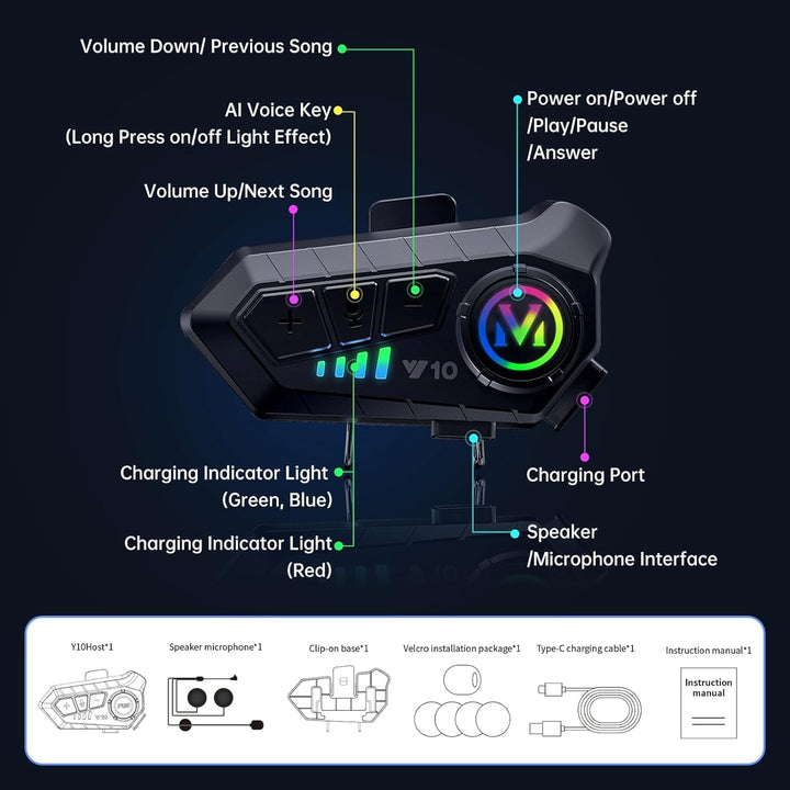 Motorradhelm Bluetooth Motorrad Helm Headset Motorcycle Helmet Bluetooth Headset Wireless DSP&CVC Ge