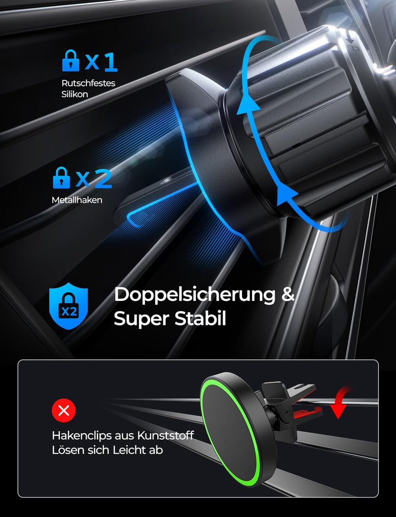 LISEN for 15W MagSafe Autohalterung mit Ladefunktion, Magnet Auto Handyhalter mit Ladefunktion, Kfz