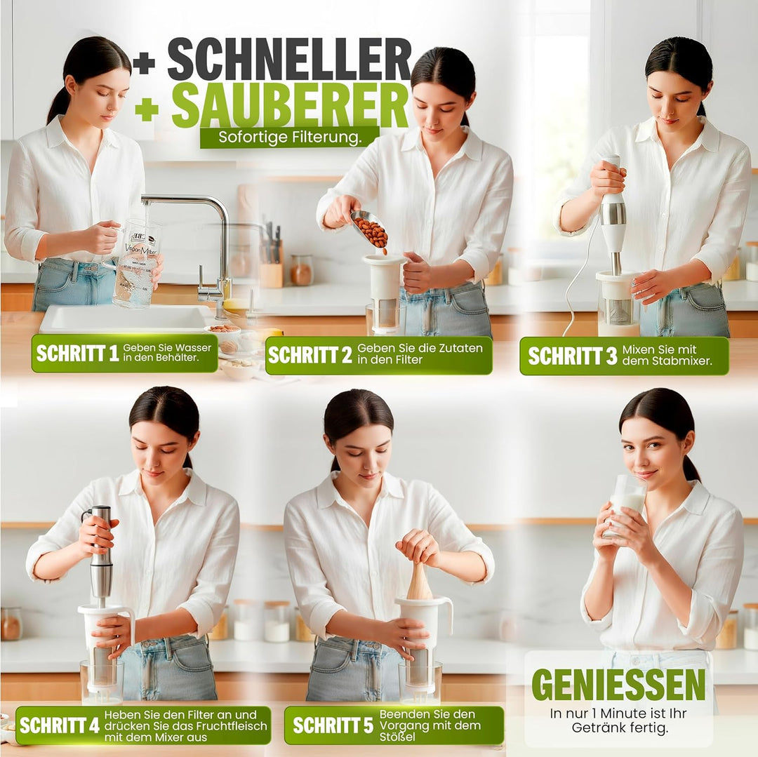 Vegan Milker Pflanzenmilchbereiter Maker – Pflanzenmilch Machine Mandelmilch, Sojamilch | 1L in 1 Mi
