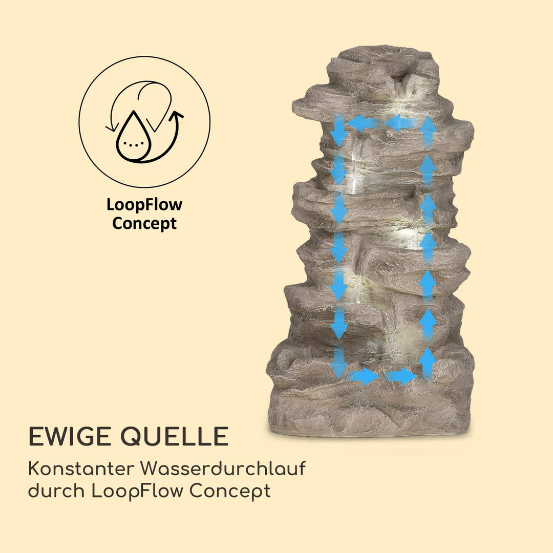 Blumfeldt Stonehenge Solarbrunnen, inkl. Solarpanel, Lithium-Ionen-Akku (ca. 5h Laufzeit), LED-Beleu