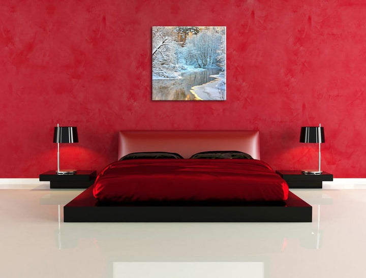 Pixxprint Atemberaubende Winterlandschaft, Format: 70x70 als Leinwandbild, 70x70