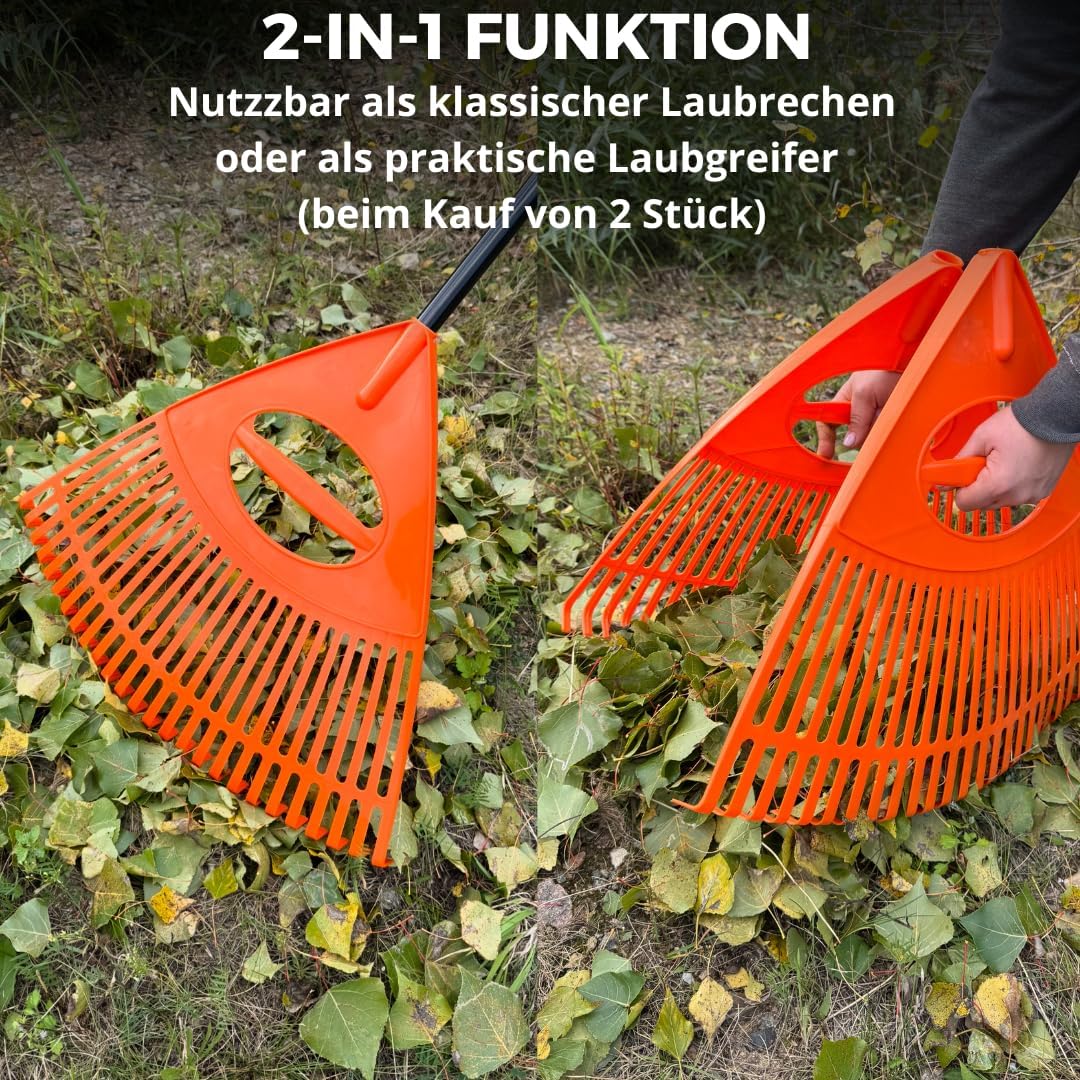 XXL Laubrechen mit Schraub-Metallstiel – 26 Zinken, 63 cm Arbeitsbreite – Grosser Gartenrechen Laubg