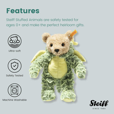 Steiff 113284 Hoodie-Teddybär Drache, Irish Green, 27cm