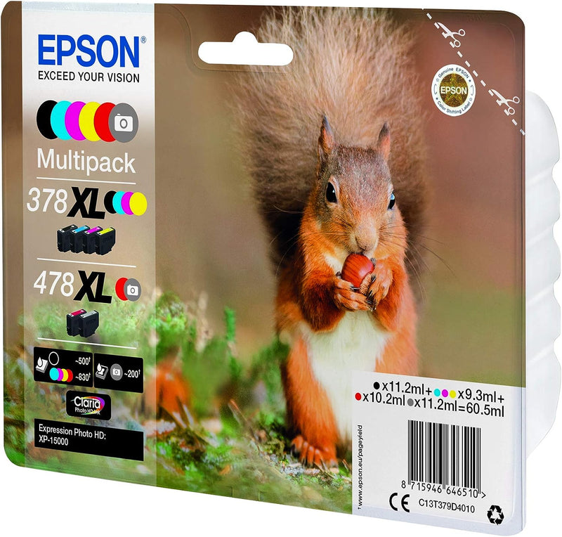 Epson Original 378XL/478XL Tinte Eichhörnchen, XP-15000, Multipack 6-farbig Multipack 378/478 XL Sin