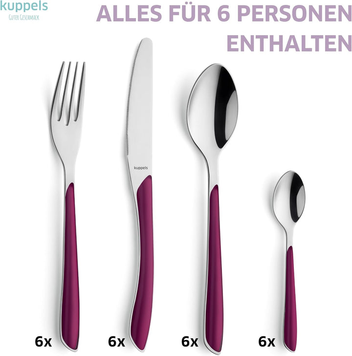 Kuppels Prisma Besteck Set für 6 Personen aus Edelstahl poliert | Besteckset 24-teilig | Hochwertige