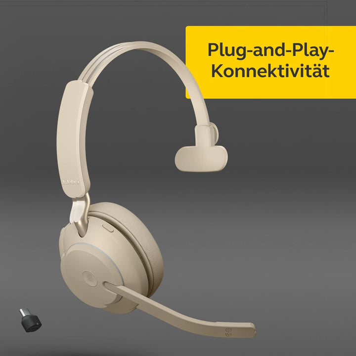 Jabra Evolve2 65 Wireless PC Headset with Charging Stand – Noise Cancelling UC Certified Mono Headph