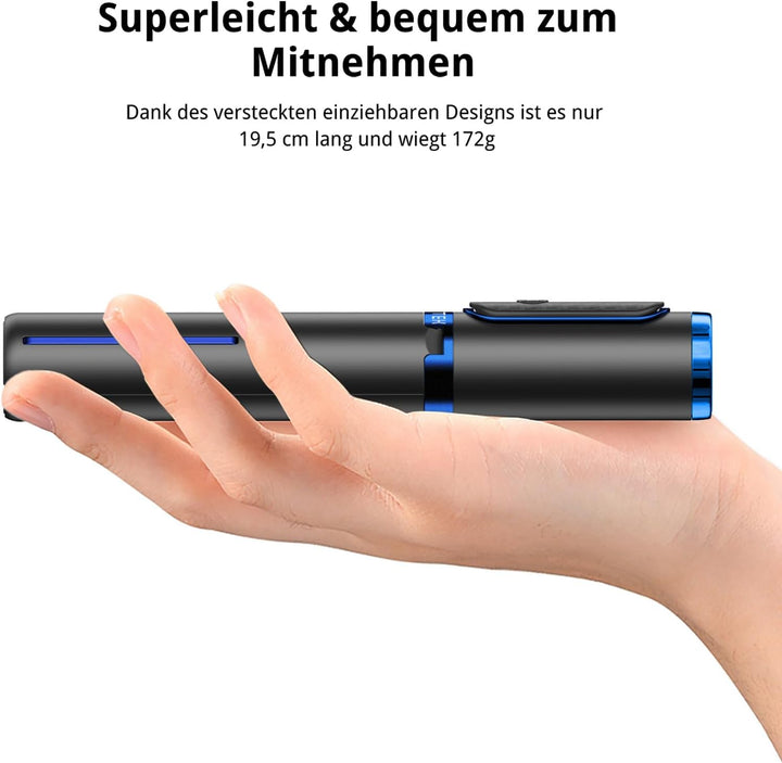 ATUMTEK Selfie Stick Stativ, 3-in-1 Ausziehbares Aluminium Handy Stativ mit kabelloser Bluetooth-Fer