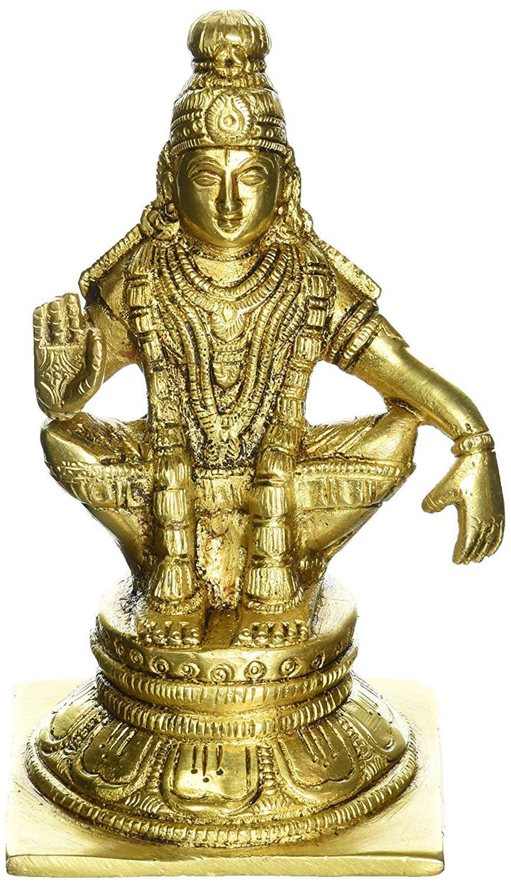 Aone Indien Statue Lord Ayappan aus feinem Messing, sitzend