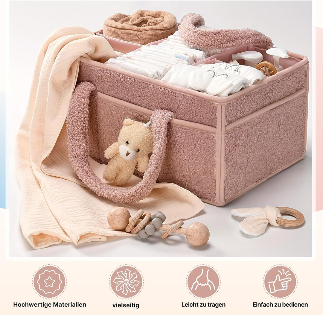 Baby Wickeltasche Organizer，Baby-Windel-Caddy Organizer für Wickeltisch，Multifunktional Tragbar Wick