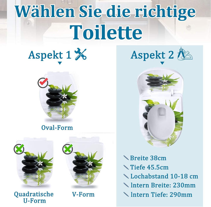 YZNAHRE WC-Sitz Toilettendeckel mit Soft-Close, Duroplast &amp; Edelstahl, Antistatisch &amp; Antibakteriell