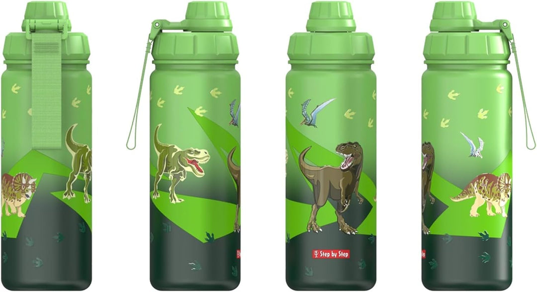 Step by Step Isolierte Edelstahl-Trinkflasche „Dino“, grün, BPA-frei, für Schule, Kindergarten, warm