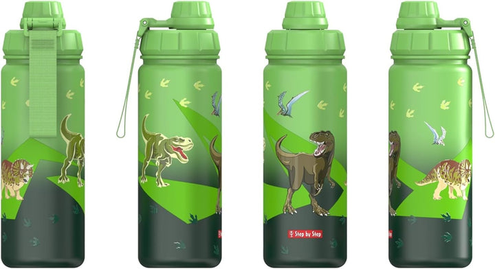 Step by Step Isolierte Edelstahl-Trinkflasche „Dino“, grün, BPA-frei, für Schule, Kindergarten, warm