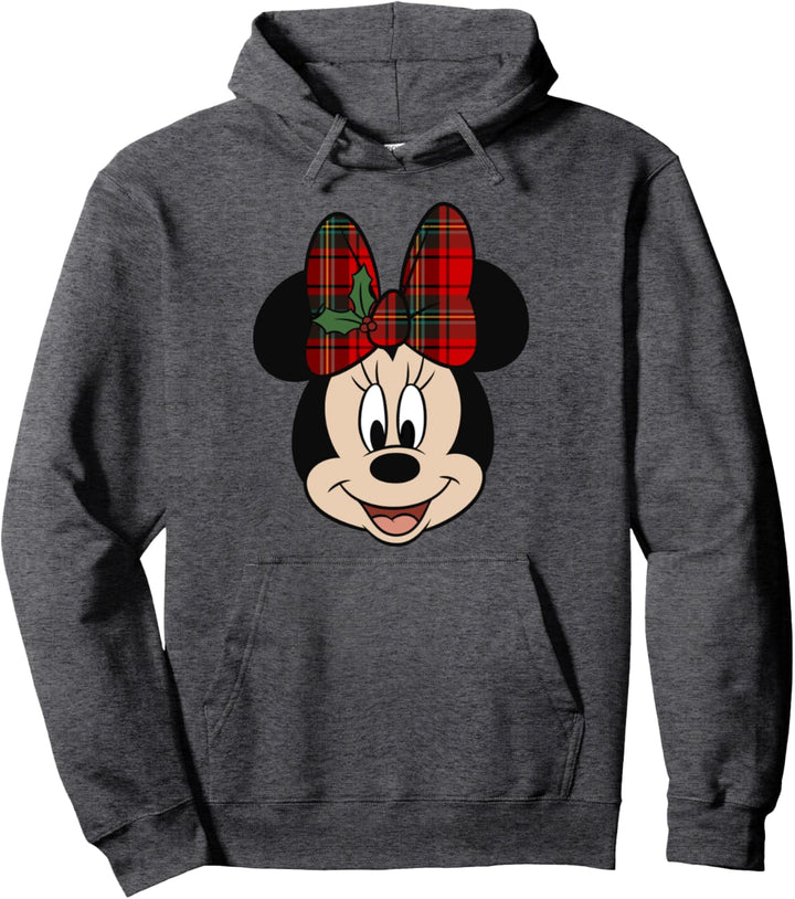 Disney Mickey And Friends Christmas Minnie Plaid Bow Pullover Hoodie