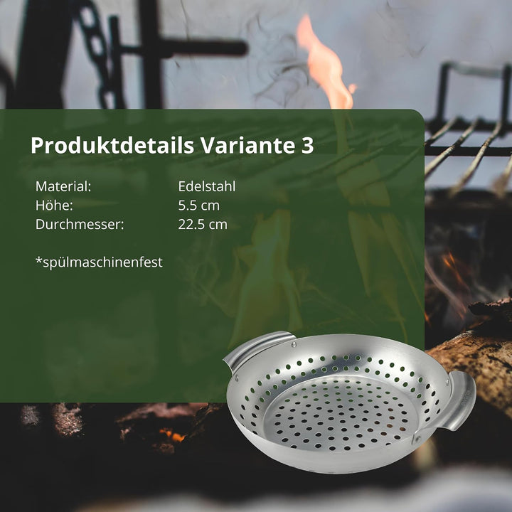 HeRo24 Gourmet BBQ System Wok Set 3-teilig – Gemüse &amp; Fleisch Wokschalen aus Edelstahl – Grillwok/Gr