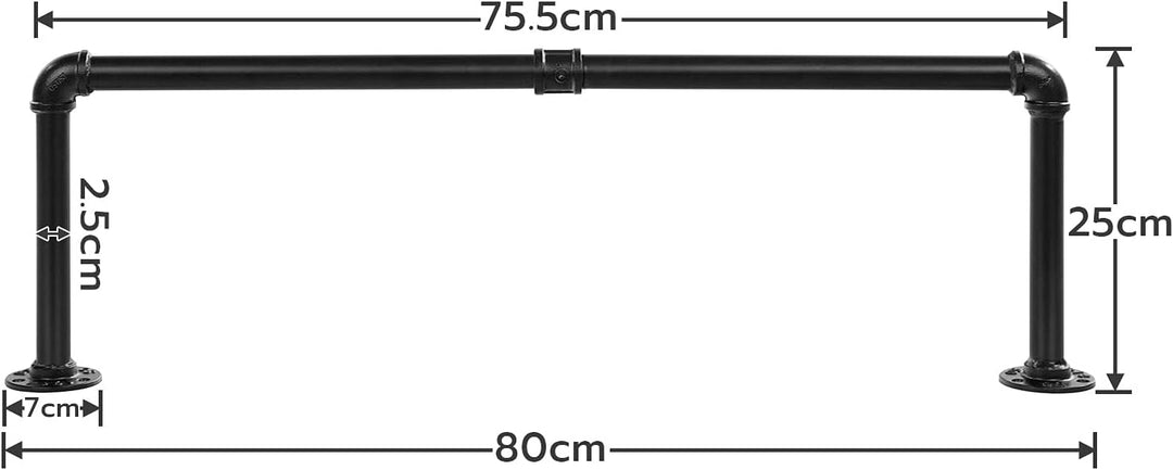 HOOBRO Industrierohr Kleiderstangen 2er Set, 80 cm Garderobenstangen Wandmontage, Abnehmbare Kleider