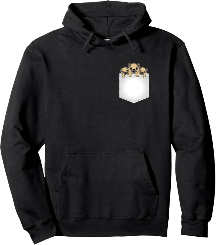 Mops Welpen in Brusttasche Pullover Hoodie