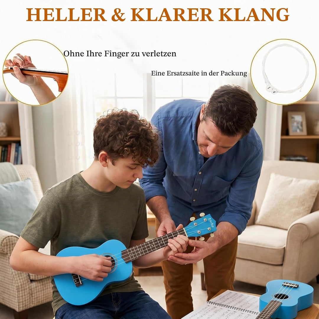 Everjoys Sopran Ukulele Set für Kinder und Erwachsene 21 Zoll Ukulele Starter Kit mit Tasche, Tuner,