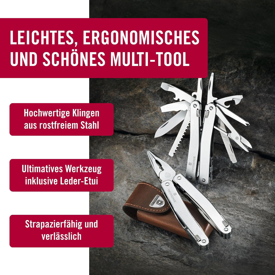 Victorinox, Multifunktionswerkzeug, Swiss Tool Spirit X, Silber (24 Funktionen, Feststellklinge, Kom