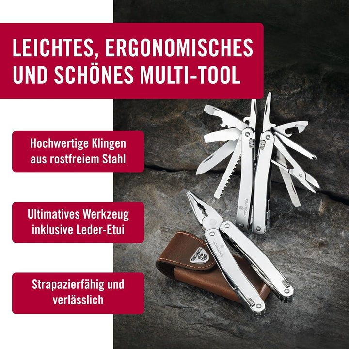 Victorinox, Multifunktionswerkzeug, Swiss Tool Spirit X, Silber (24 Funktionen, Feststellklinge, Kom