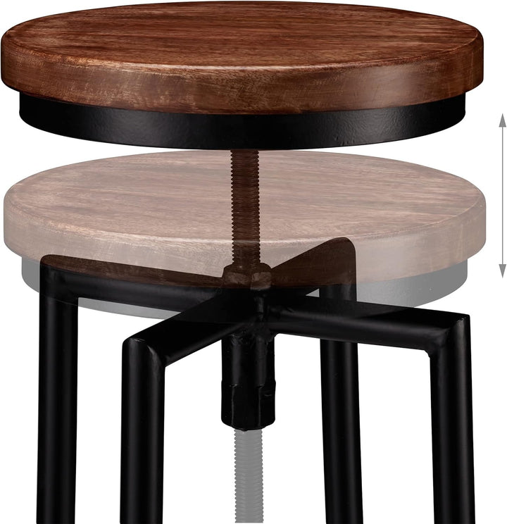 Relaxdays Barhocker industrial, Tresenhocker drehbar, hoher Vintage Hocker, höhenverstellbar bis 77,