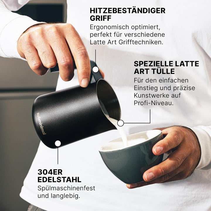 Subminimal FlowTip Barista Milchkännchen | Kochfeld Milchschaum Kännchen für Premium-Kaffeegetränke