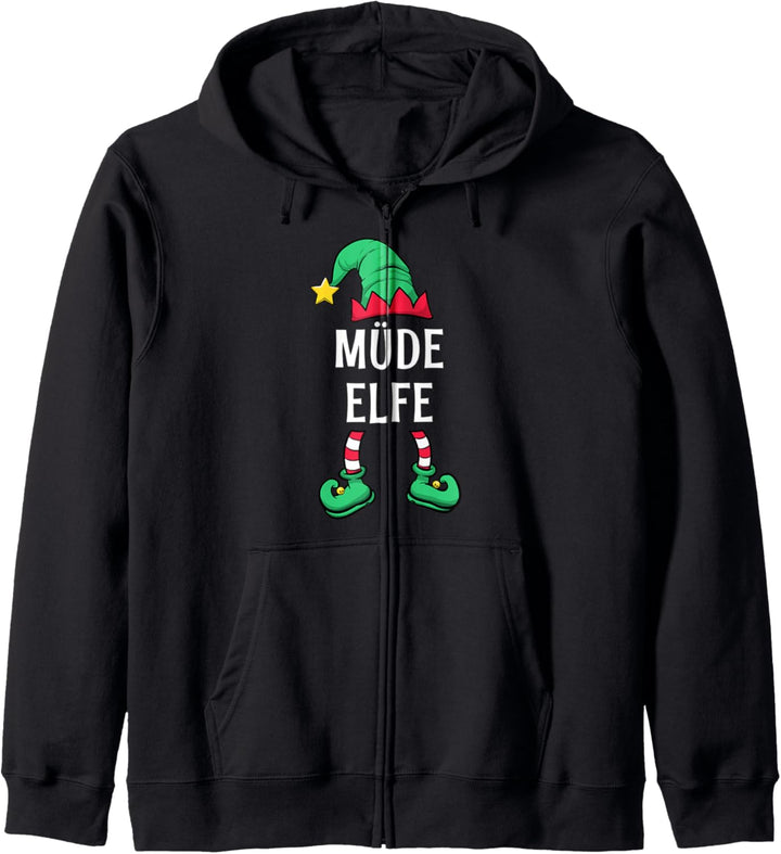 Müde Elfe Partnerlook Familien Outfit Frauen Weihnachten Kapuzenjacke