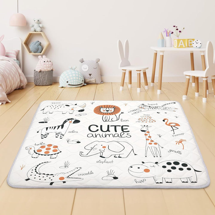 Krabbelmatt Baby 127x127cm,Faltbar Spielmatte Baby,Weiche Dicke Krabbeldecke maschinenwaschbare für