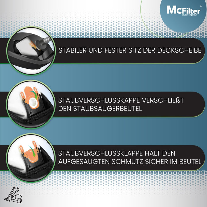 McFilter I 20 Staubsaugerbeutel geeignet für Siemens VSQ5X1230 Q5.0 extreme Silence Power Staubsauge