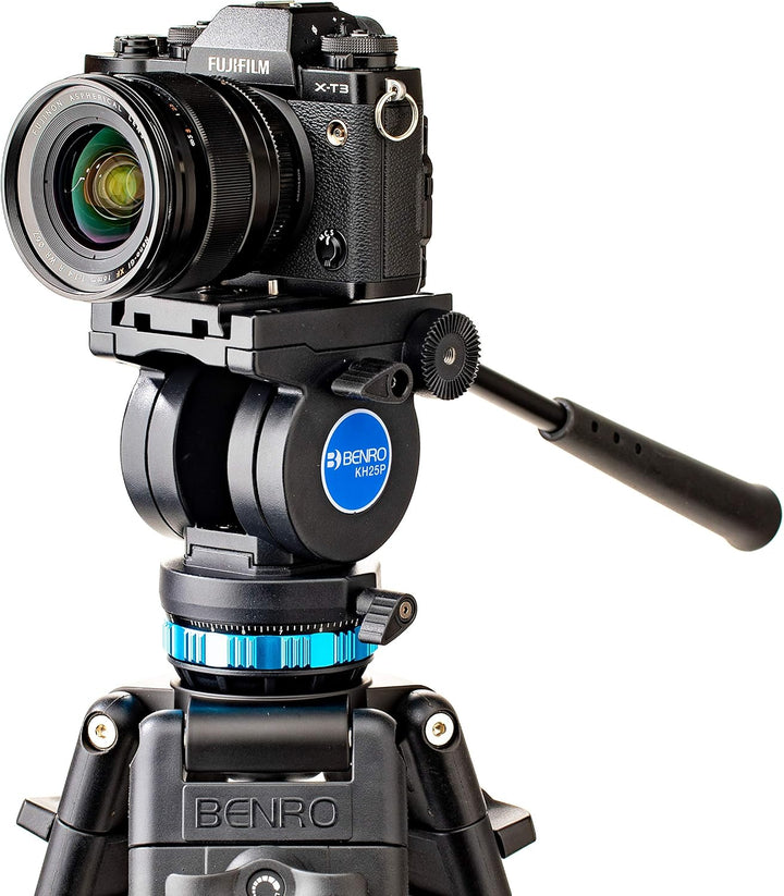 Benro KH25P Video Tripod with Head, 5kg Payload, Continuous Pan Drag, Anti-Rotation Camera Plate, ma