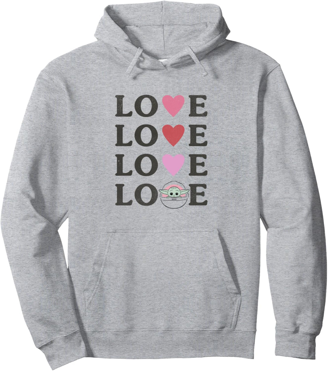 Star Wars The Mandalorian The Child Love Text Stack Pullover Hoodie