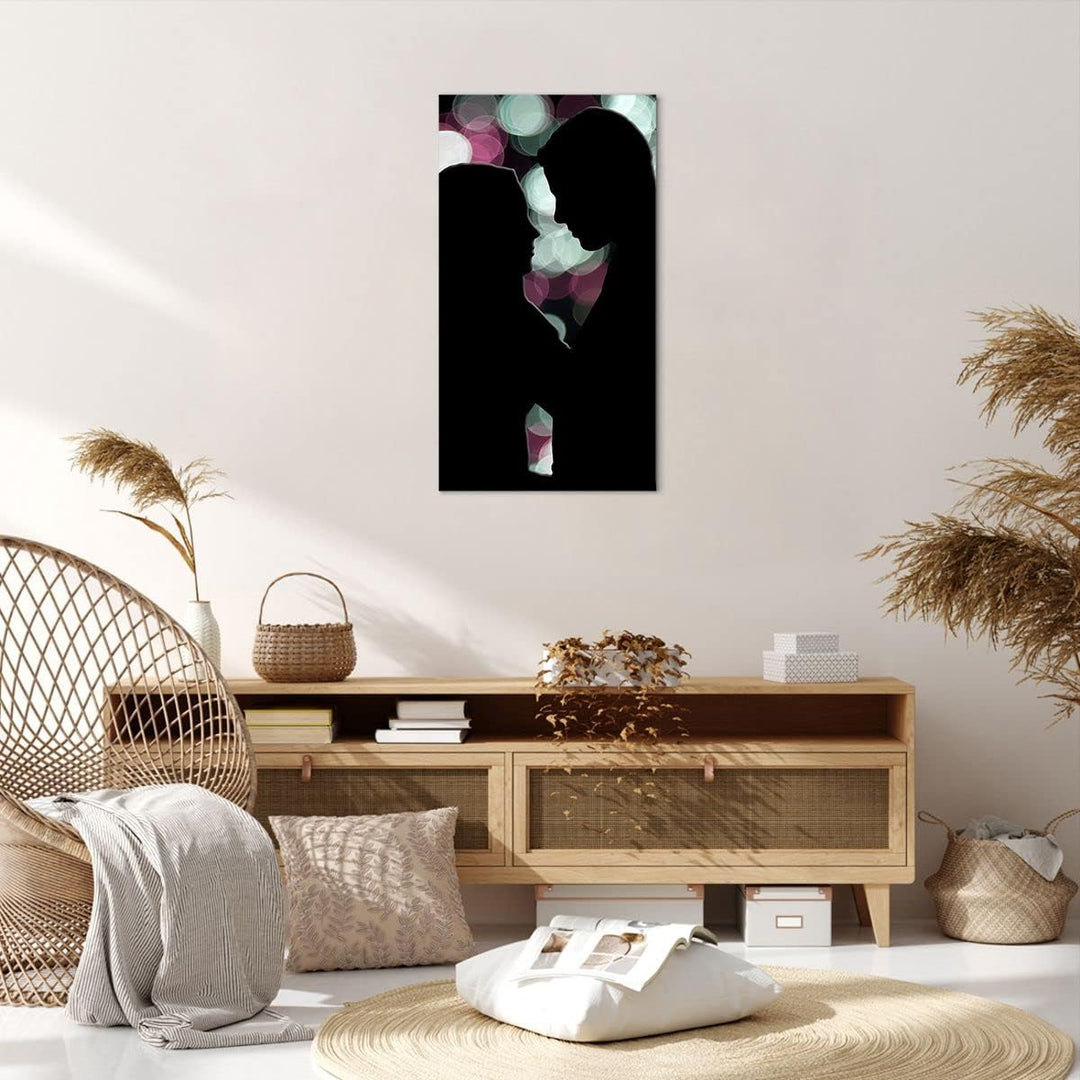 Bilder auf Leinwand 55x100cm Leinwandbild mit Rahmen Paar Liebe Beziehung Gross Wanddeko Bild Schlaf