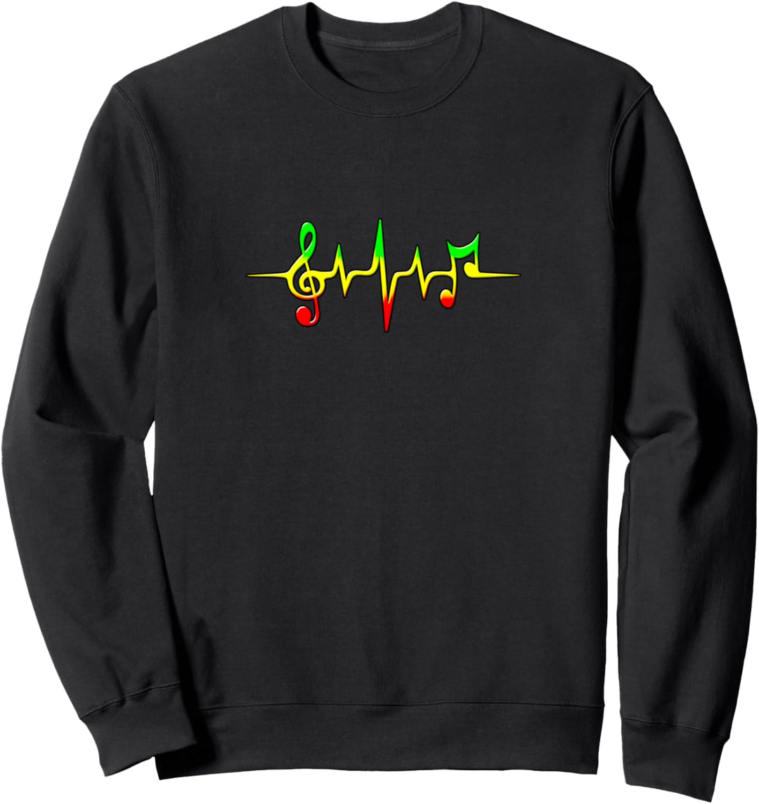 Reggae Puls Musik Fahne Farben Rasta Wurzeln Herzschlag Sweatshirt