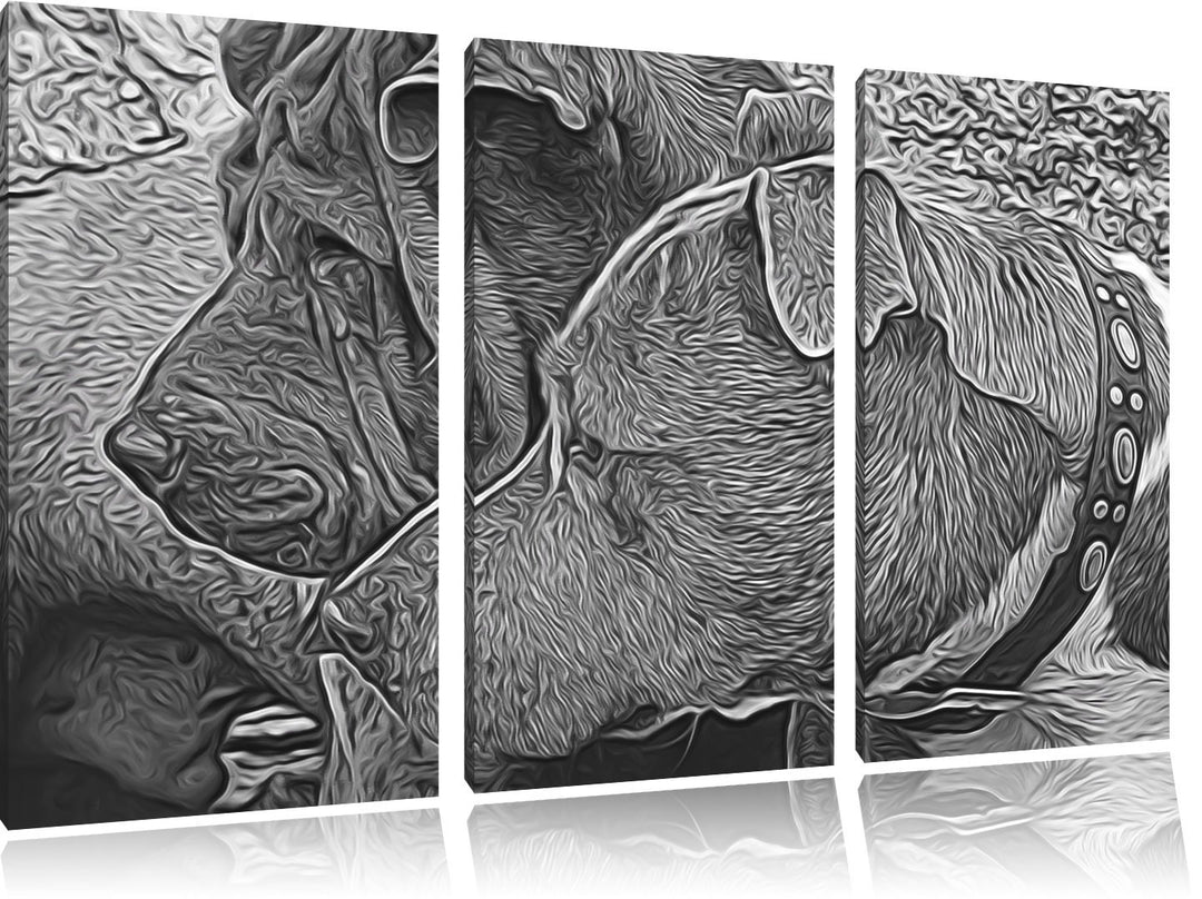 zwei Hunde im Profil NewArt 3-Teiler Leinwandbild 120x80 Bild auf Leinwand, XXL riesige Bilder ferti