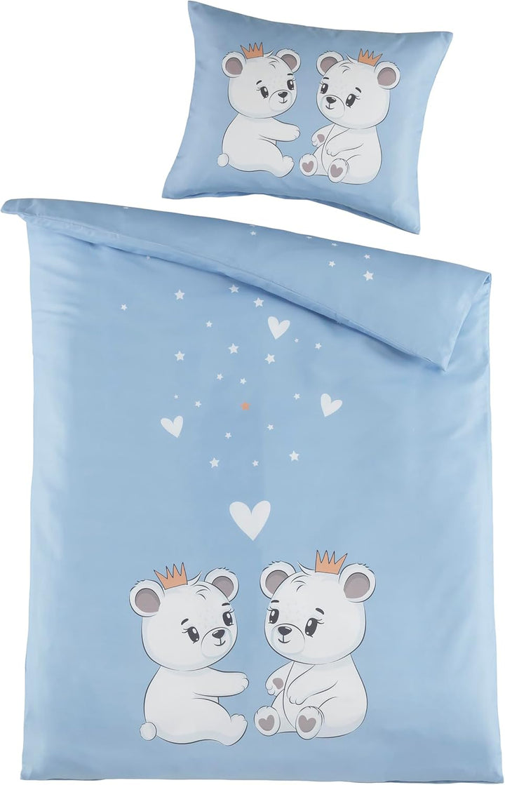 BaSaTex Kinder Baby Bettwäsche Set für Mädchen und Jungen | 100x135 cm + 40x60 cm | 100% Baumwolle R