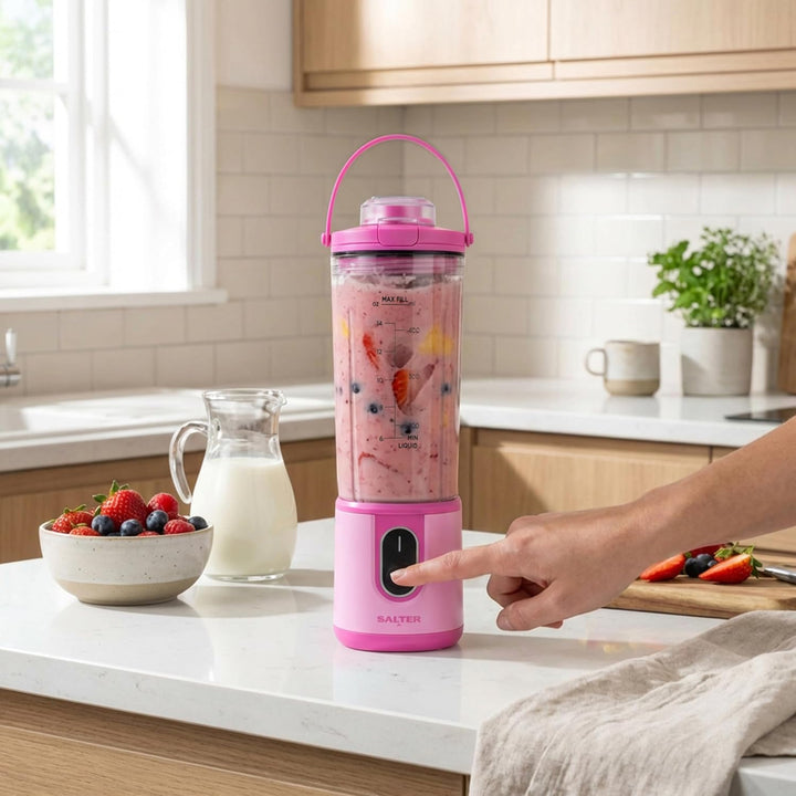 Salter ActiBoost Kabelloser Tragbarer Mixer – 450 ml, Pulsfunktion, 40-Sekunden-Countdown, BPA-frei,