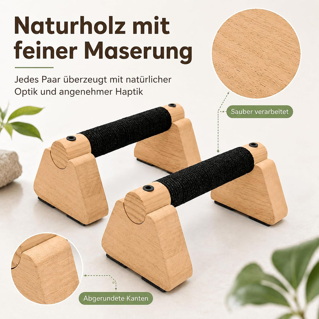 Premium Liegestützgriffe aus Holz – Parallettes für Calisthenics &amp; Krafttraining, Handstand Blöcke &amp;